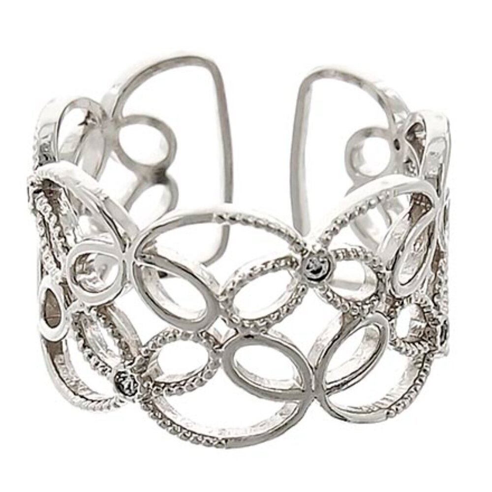 Open Floral Metal Design Ring - Size 8/Adjustable - New w/Tags